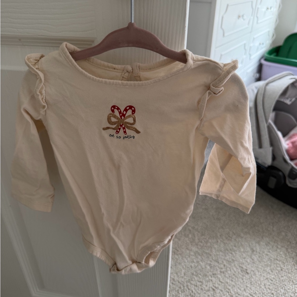 Carter's Cream Long Sleeve Baby Bodysuit with Bow Accent